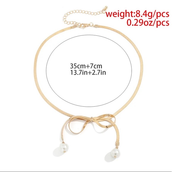 🆕 Silver Pearl Bow Necklace - Picture 5 of 5